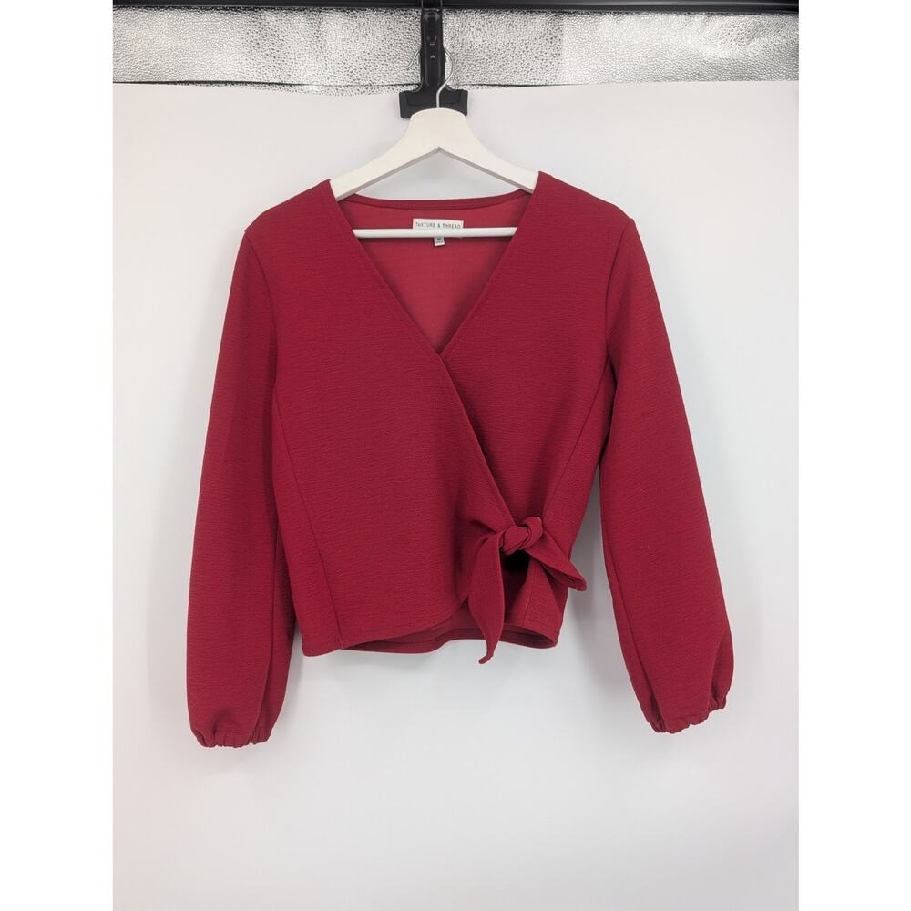 Texture & Thread Madewell XS Crepe Long Sleeve Side Tie Wrap Top Career Office